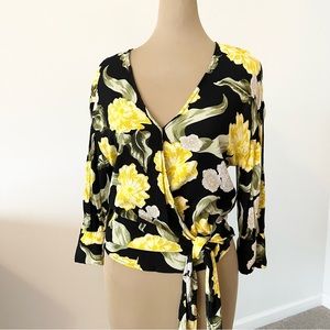 {Zara} Floral Wrap Top